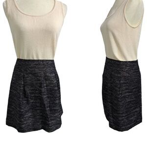 Loft Outlet Women's Black Metallic Silver Skirt Back Zipper Mini Skirt Sz 10